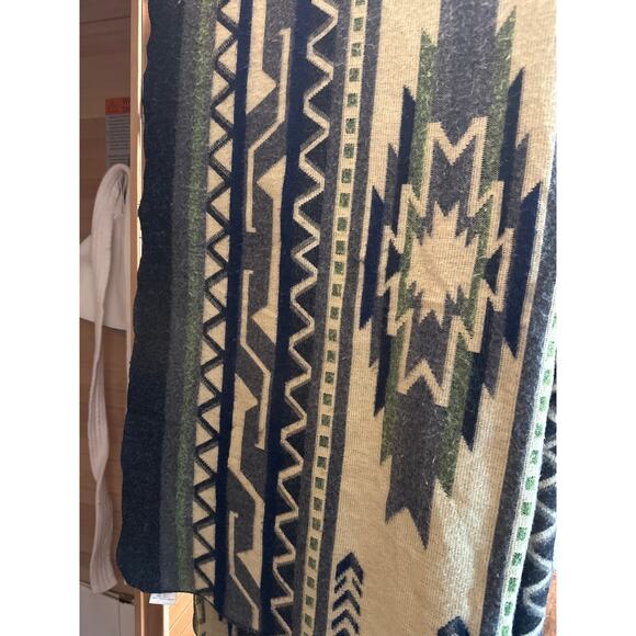 Vtg Alpaca WOOL blanket Peru large Peruvian throw warm seahawk color cabin - Picture 9 of 12